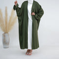 Loriya Wholesale Fashion Islamic Clothing Dubai Abaya Cardigan Women Abaya Satin Front Open Abaya Womens Clothing