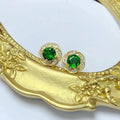 Wholesale Luxury 925 Sterling Silver 18k Gold Plating Natural Diopside Fine Stud Vintage Flower Earrings Jewelry Party Gift