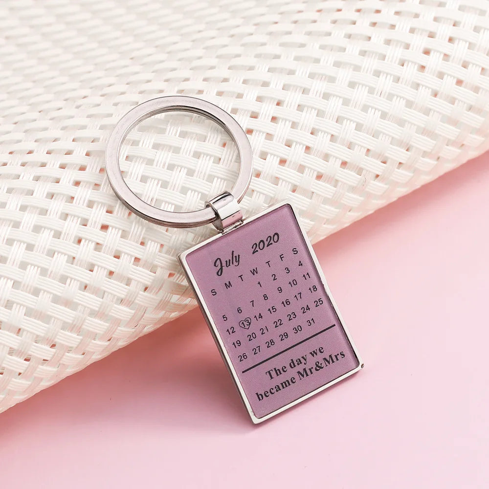 Top Fashion Custom Photo Metal Keychain Stainless Steel Key Chain Jewelry for Couples Gift Valentine's Day