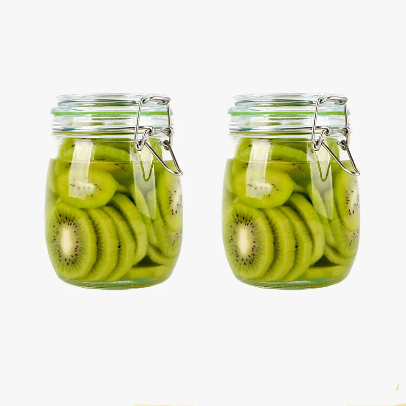 Airtight 750ml Round Shape Glass Pickles Jars With Swing Top Oven Safe Jars