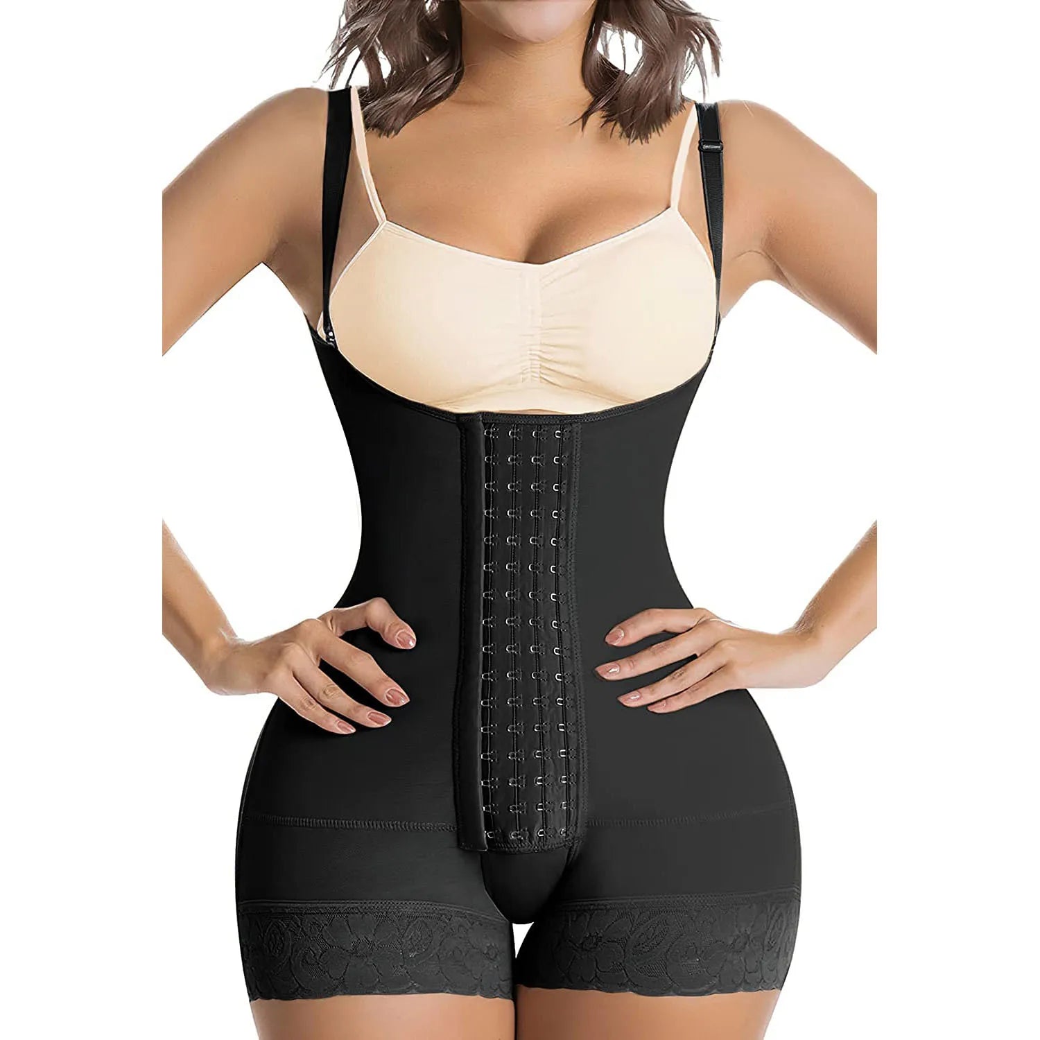 Women Powernet Faja Post-Operatorias Colombian Lipo Compression Girdles Abdomen Hip Shaping Bodysuit Plus Size Colombian Fajas