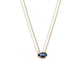 Milskye Mini Sterling Silver Handmade Jewelry 14k Gold Plated Oval Aquamarine ZIRCON Pendant Necklace