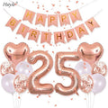 Happy Birthday Banner Rose Gold Number 25 Balloons Rose Gold Confetti Balloons 25th Birthday Party Supplies SET016