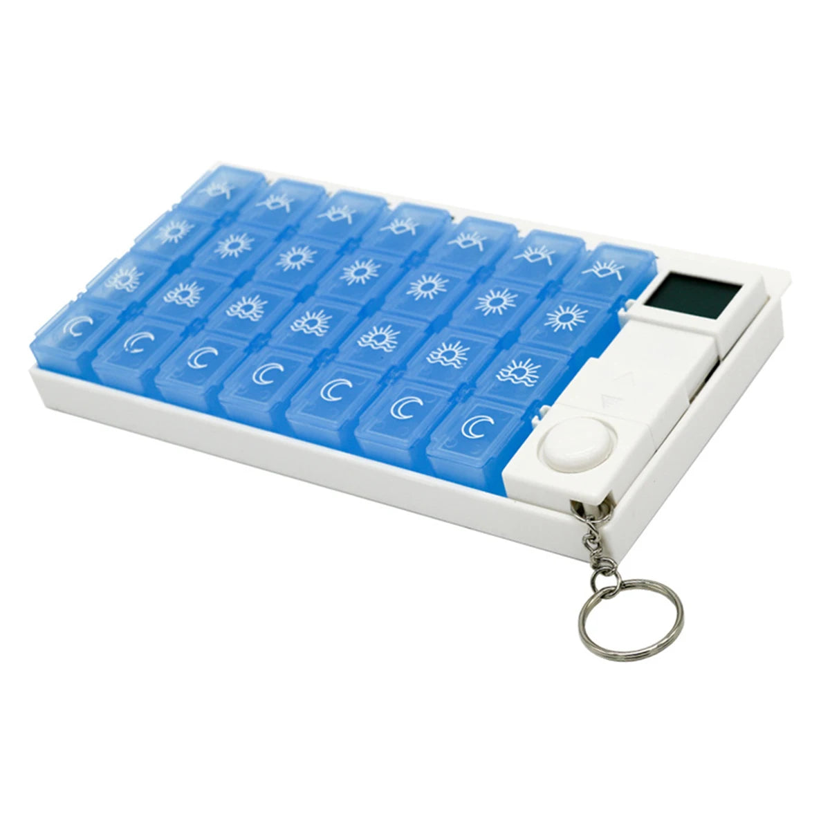 Portable 7 Day 28 Cells Weekly Smart Medicine Box LCD Intelligent Pill Dispenser with Reminder Timer Weekly Medicine Box