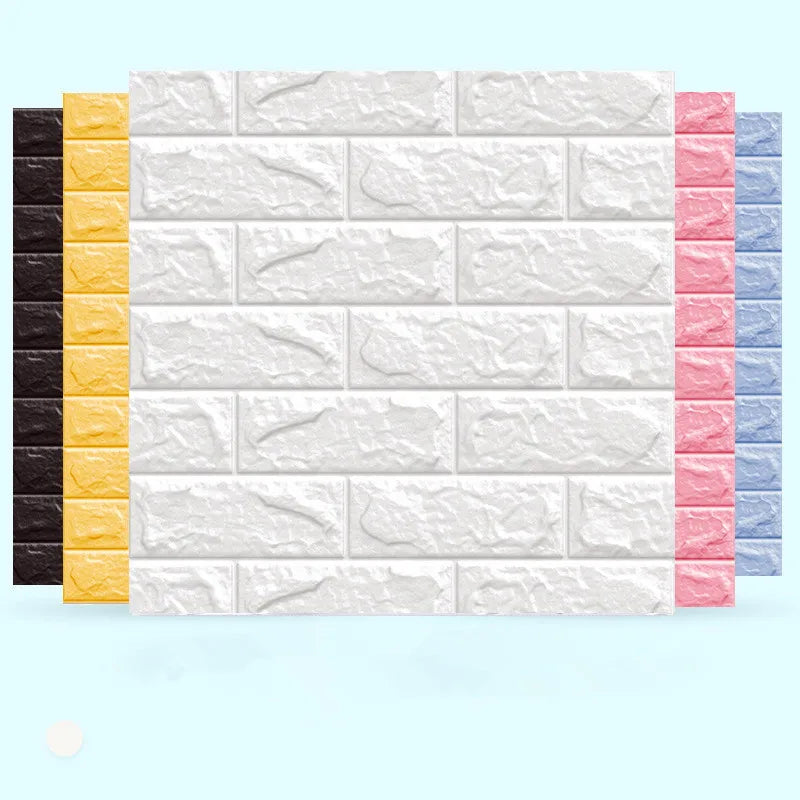 3D Self-Adhesive Floral Waterproof Sound-Absorbing Refurbished Foam Brick Wall Paste Wallpaper Stickers Rustic Design Style