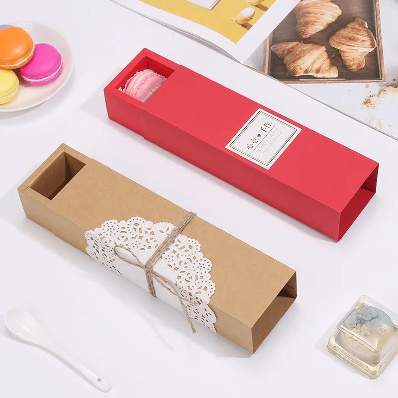 Rectangular Drawer 50g Dessert Packaging Box for Macaron Boxes  Chocolate Pastry Kraft Cookie Food  Paper Box