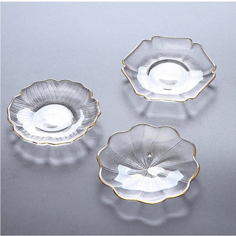 Wholesale Japanese Style Custom Modern Creative Round Phnom Penh Accessories Glass Tea Coaster Plate