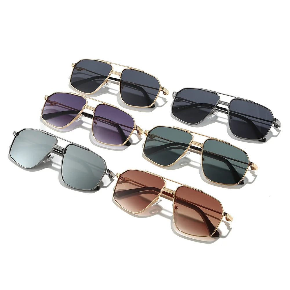 DOISYER Men's Fashionable UV Resistant Metal Double Beam Sunglasses Trendy Shades