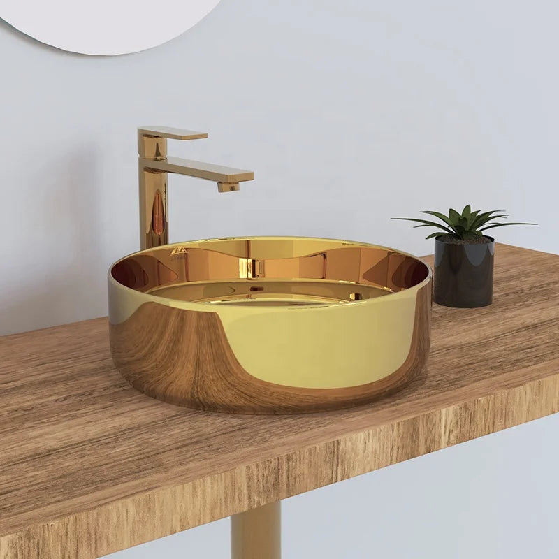 Wholesale Golden Color Bathroom Sink Decoration Gold Ring Wash Basin for Counter Top