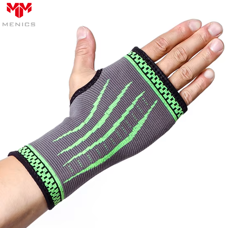 Menics OEM/ODM Adjustable Nylon High Elastic Wrist Palm Brace Fitness Safety Bandage Hands Support Sleeves Wrist Pain Sprains