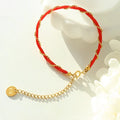 2023 New Style Red Rope Good Lucky Pendant Stainless Steel Bracelet Jewelry Pulsera De Acero Inoxidable
