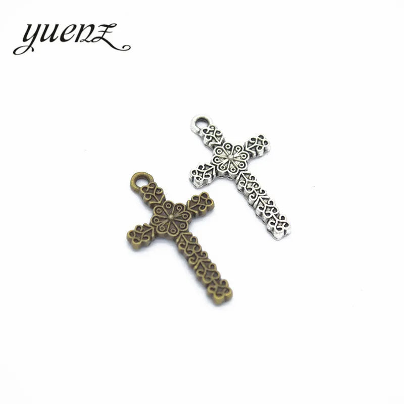 YuenZ Antique silver color cross Charms Pendants Jewelry Making DIY Handmade Craft 26*15mm T42