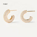 FUAMAY 2023 Trend Bold Hoop and Dome Huggie Earrings Chunky Gold Silver Sterling Silver Wedding Occasion Gold Plated