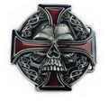 New Vintage Zinc Alloy Skull Red Cross Belt Buckle for Men Western Denim Round Belt Buckle
