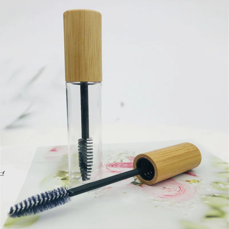 Mascara Tube Eco Friendly Recyclable Empty Transparent Plastic Mascara Tube with Bamboo Lid