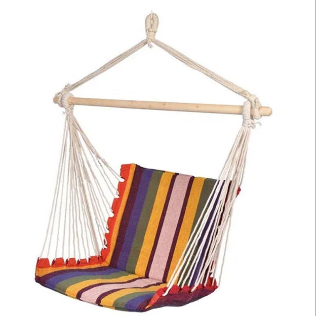 Outdoor and Indoor Durable Garden Patio rainbow Swing Hanging Rope Hammock Chair With Sponge Filling Without Armrest