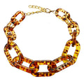 Personality Style Leopard Print Necklace Punk Multicolor Chunky Large Acrylic Chain Link Choker Necklace Party Jewelry