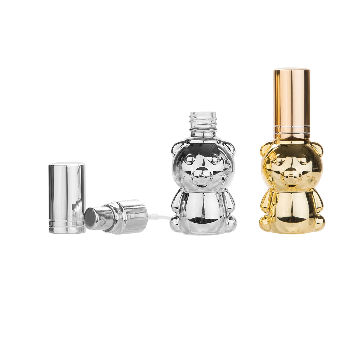 Teddy Bear Shaped Refillable Aluminum Cap Glass Perfume Bottle Aluminum Pump Spray Glass Bottles