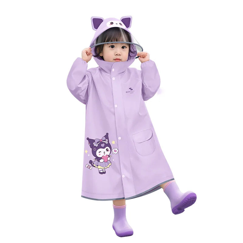 Back to School EVA Waterproof Rain Coat Cartoon Print Raincoats with Schoolbag Children's Raincoat for Kids Student Children