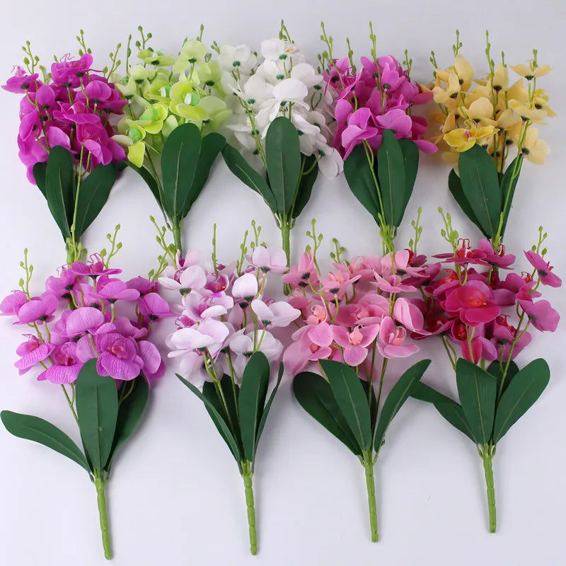 YOPIN-1489 Hot Sale Orchid Phalaenopsis Bunch Latex Real Touch Artificial Mini Orchids