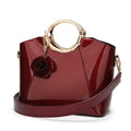 Wholesale Summer Women's Luxury Designer Patent PU Leather Flower Decoration Water Resistant Tote Handbag