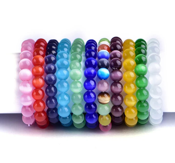 Factory Sales Colorful Cat Eyes Chakra Bead Stretch Bracelet Jewelry Healing Pain Negative Emotion Gift for Men Women