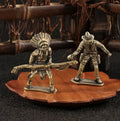 Brass Decorative Piece: Long-Rod Warrior with Dual Pistols Cowboy Metal Craft Collectible Desktop Ornament
