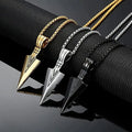Retro Stainless Steel Mens Gold Spearpoint Arrowhead Arrow Head Vikings Necklace Pendants Spearhead Necklace for Men Gifts