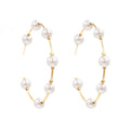 Popular Woman Wholesale Big Geometric C Shape Open Cuff Earring With Small Pearl for Women