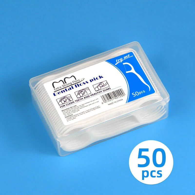50 Pcs Teeth Flosser Plastic Portable OEM Dental Floss Picks Toothpicks Teeth Cleaning Products Teeth Flosser Picks