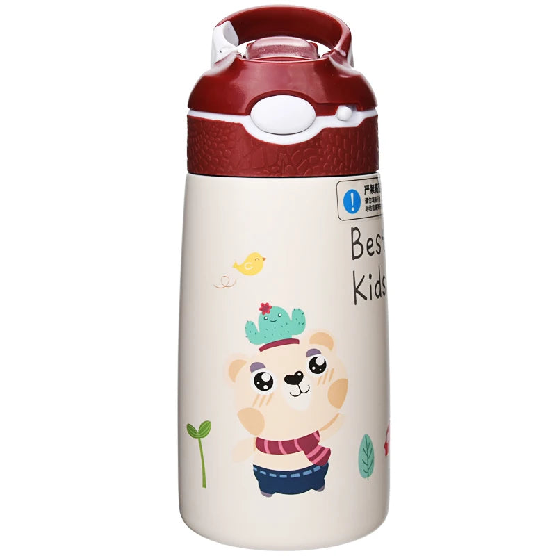 AOHEA Portable Sport Hot Kids Gym Water Bottles with Straw for Kids Stainless Steel Water Bottle for Kids