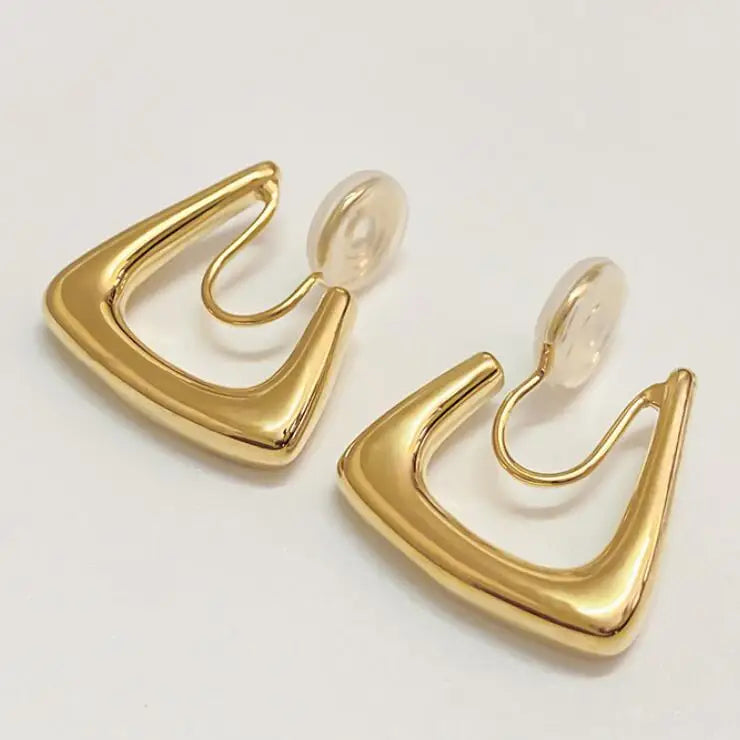 Kaimei 2025 Earring Fashion Jewelry No Ear Hole Mosquito Coil Ear Clip Gold Simple Triangle Minimal No Piercing Earrings