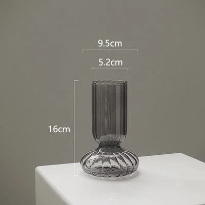 Glass Vase Decoration Living Room Flower Arrangement Nordic Flower Mini Ins Desktop Transparent Striped Glass Vase