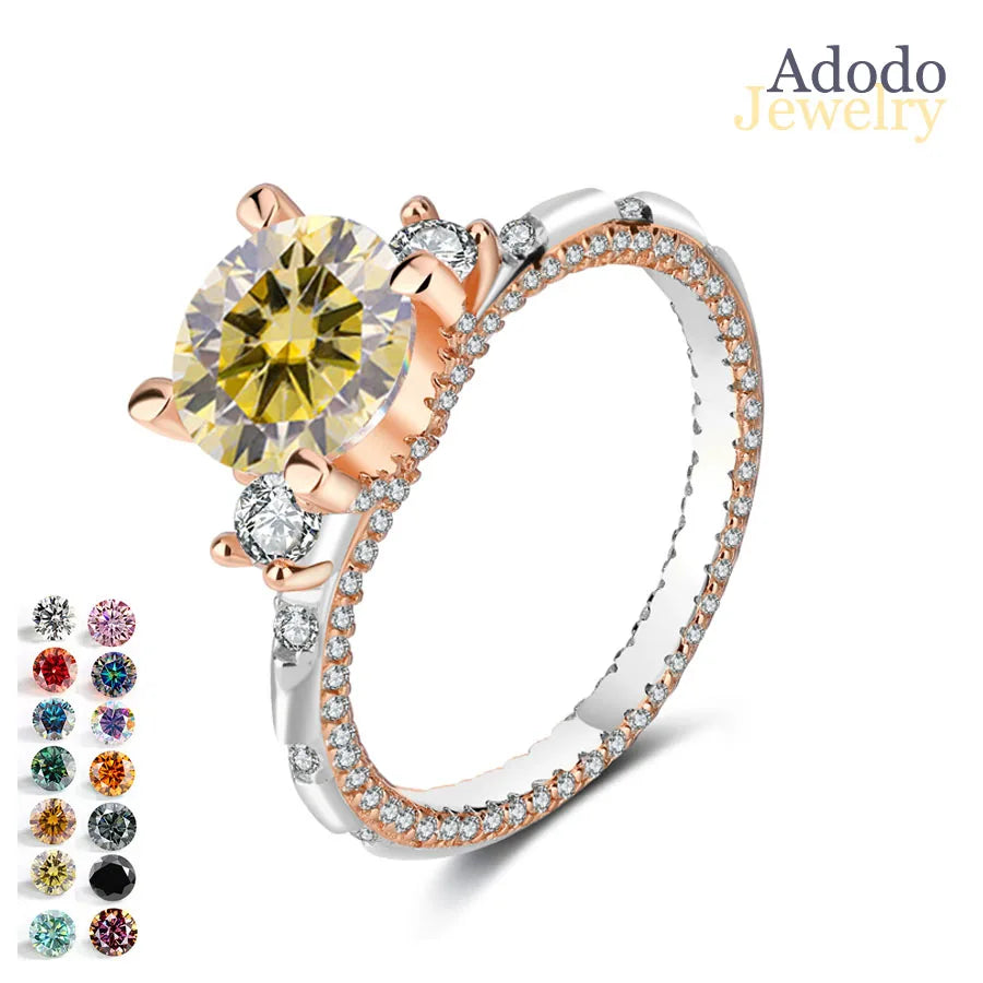 Adodo Factory Wholesale Moissanite Jewelry  2Carat VVS D Color GAR S925 Silver Rings for Ladies Engagement Wedding