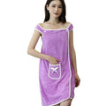 Women's 80*135cm Microfiber Spa Towel Super Absorption Bath Wrap with Shoulder Strap Fast Drying Bathrobe Skirt