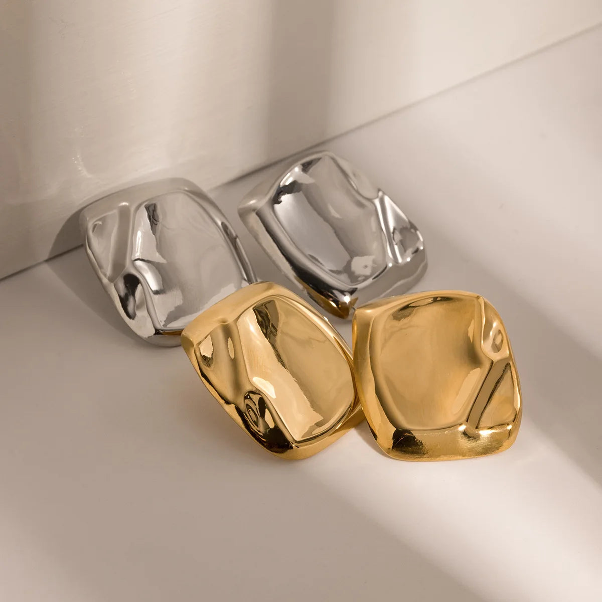 Fashion square Stud Earrings Stainless Steel Wholesale Big Geometric Gold Plated Earrings for Girls