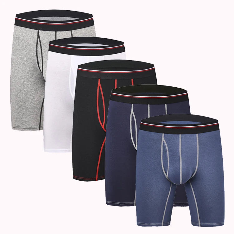 Wholesale Designers Solid Color Long John Underwear Comfortable Breathable Cotton Long Leg Custom Logo Mens Boxer