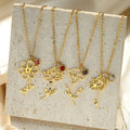 Women 12 Months Birth Flower Necklace Gold Birthstone Rhinestone Bouquet Pendant 18K Gold Plated Floral Necklace Jewelry