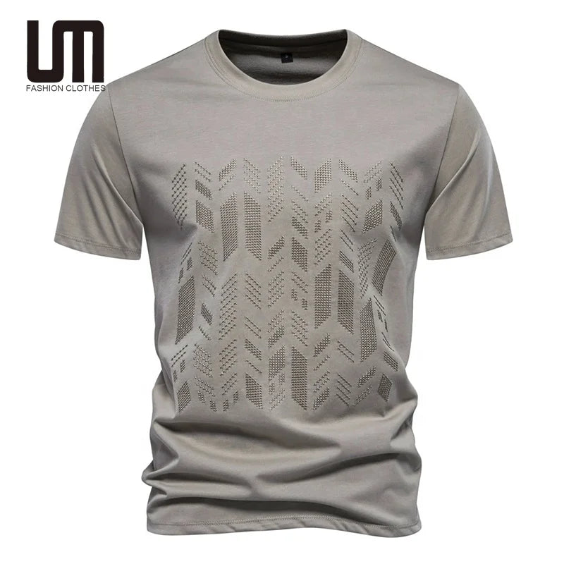 Clearance Sales Good Quality Summer New Fashion Striped Embroidery Short Sleeve O Neck Tops T Shirts for Men