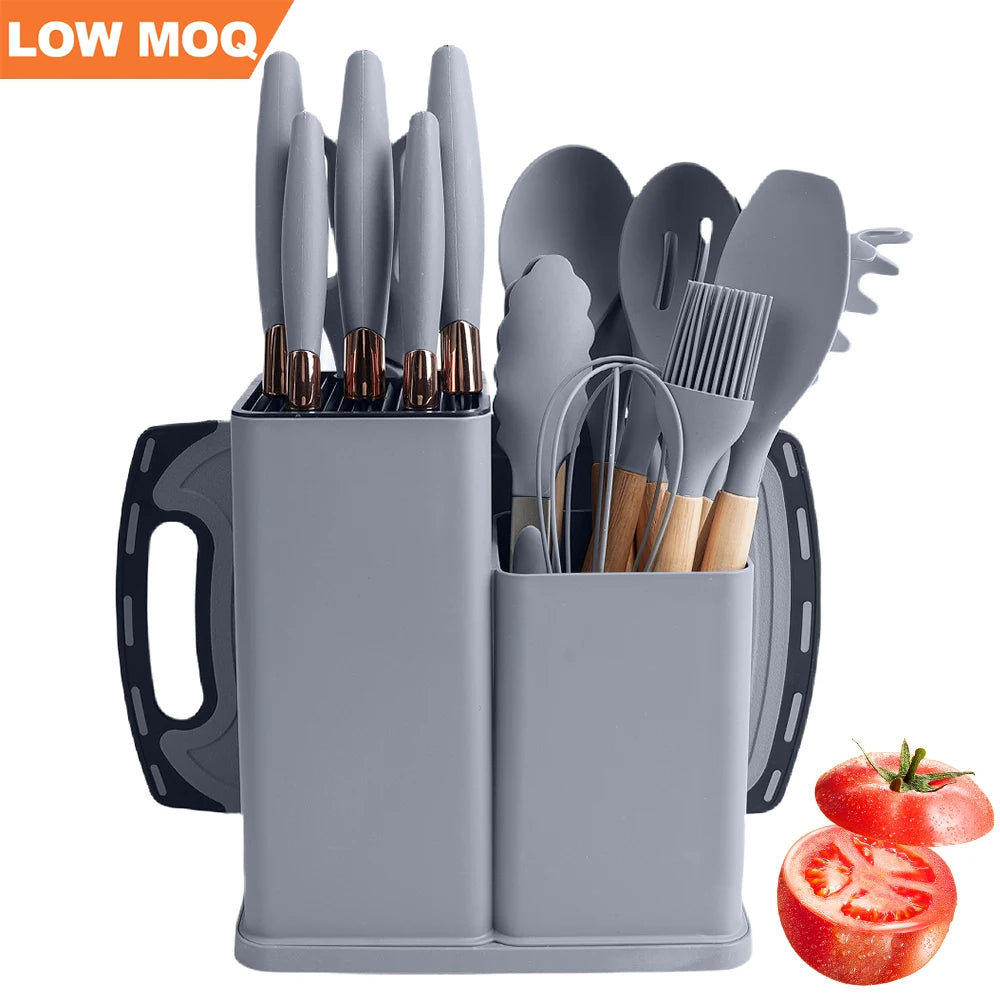 RTS Kitchen Tools Knives Accessories Cooking Utensil Stainless Steel Knife Set Silicone Kitchen Utensils Chef Kitchen Knife Set