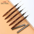 YALIXIN Custom LOGO Brown Wooden Handle Nail Brush Set Nylon/Kolinksy Hair Painting UV Gel Nail Art Liner Brush for Nail Art