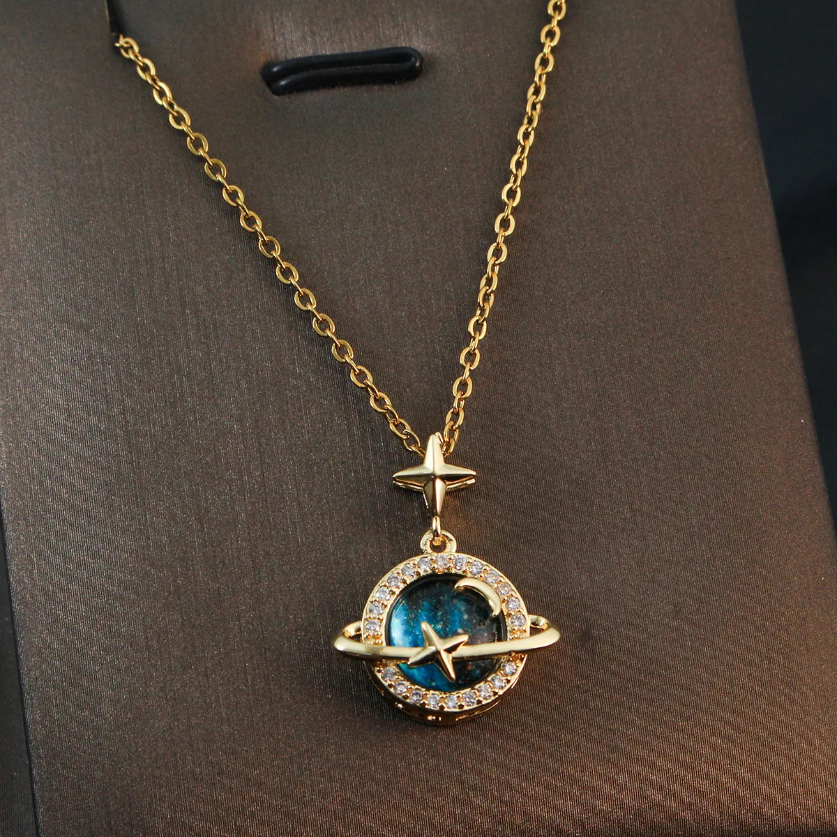 Dainty Choker Chain Fashion  Pendant Statement Universe Planet  Necklaces Stainless Steel Necklace for Women