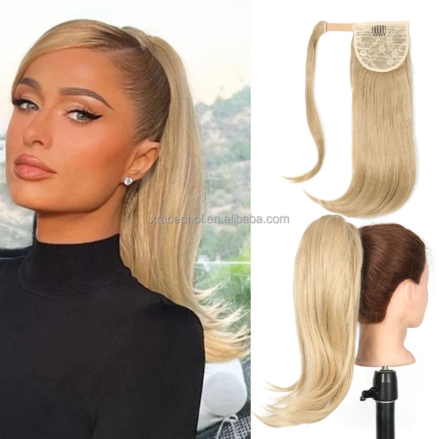 Wholesale Fluffy Curly Wrap Around Hair Ponytail Retro Flipped Clip in Ponytail Extension With Magic Tape