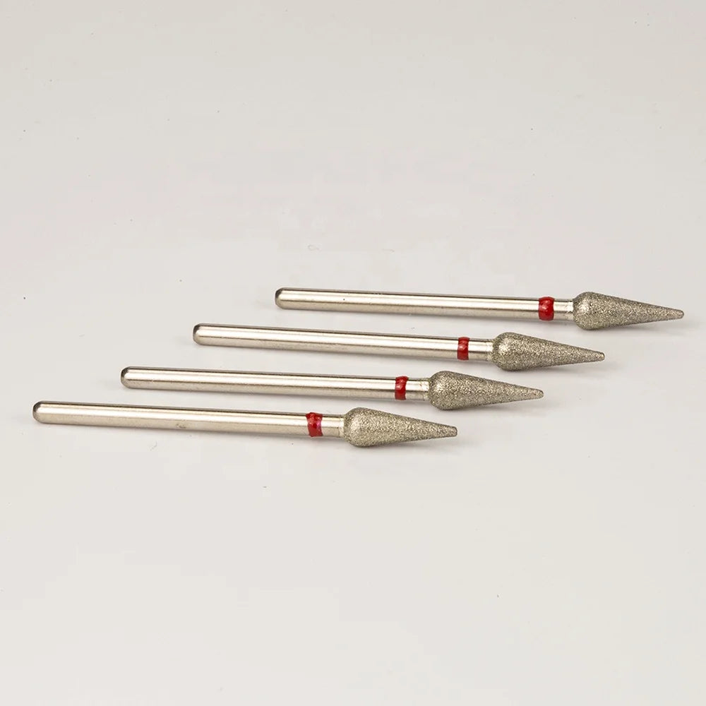 Stainless Steel Base 3/32" Bud Shape Fine Medium Drop Safety Efile Russian Diamond Nail Manicure Cuticle Bit for Clean Dead Skin