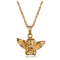 Cute Cupid Angel Necklace Waterproof 18k Gold Angel Wings Pendant Stainless Steel Crafted Peace Guardian Angel Necklace