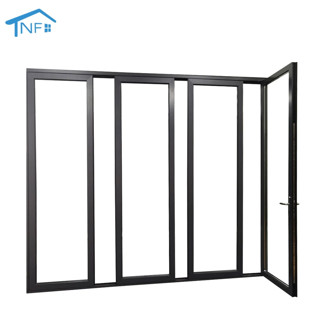 Modern Aluminum Alloy Villa Panoramic Folding Glass Door with Tempered Double Glass Nylon Flyscreen Customizable Options