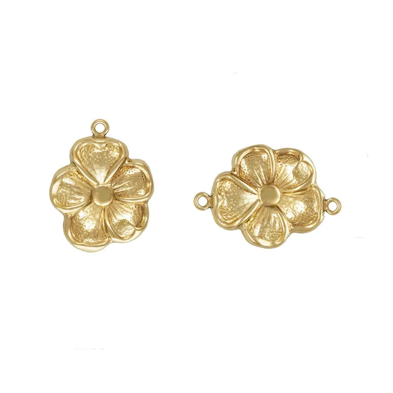 Real Gold Filled Flower Connectors Fine Jewelry Charms for Bracelet Making