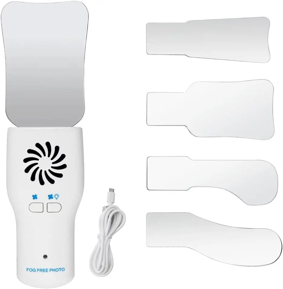 Dental Fog-Free Intraoral Photography Stainless Steel Mirror LED Light Battery-Powered Multi-Purpose Teeth Whitening Accessory