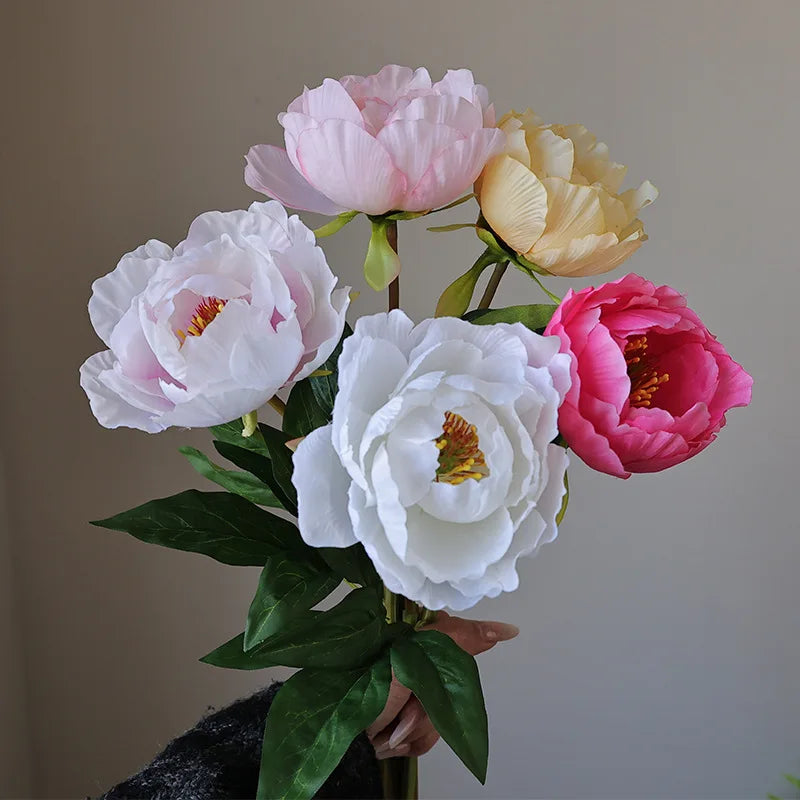 Factory Wholesale Silk Artificial Peony Flowers Single Branch Faux Peonies for Bridal Wedding Bouquet Home Hotel Table Decor