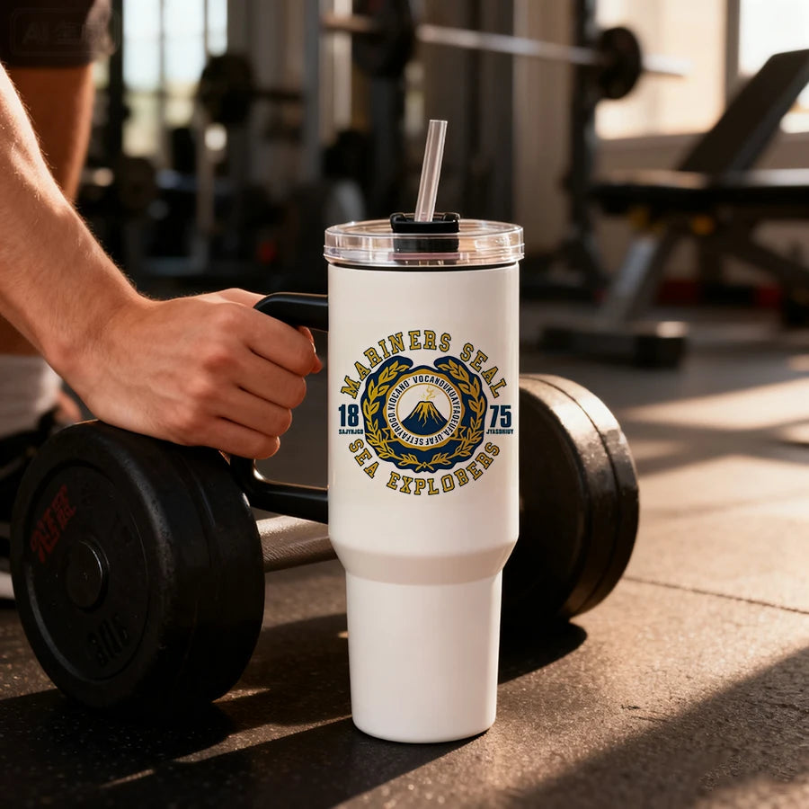 Topjlh Wholesale 40oz Sublimation Tumbler Stainless Steel Personalized Custom Logo with Handle for Daily Use and Office Commute